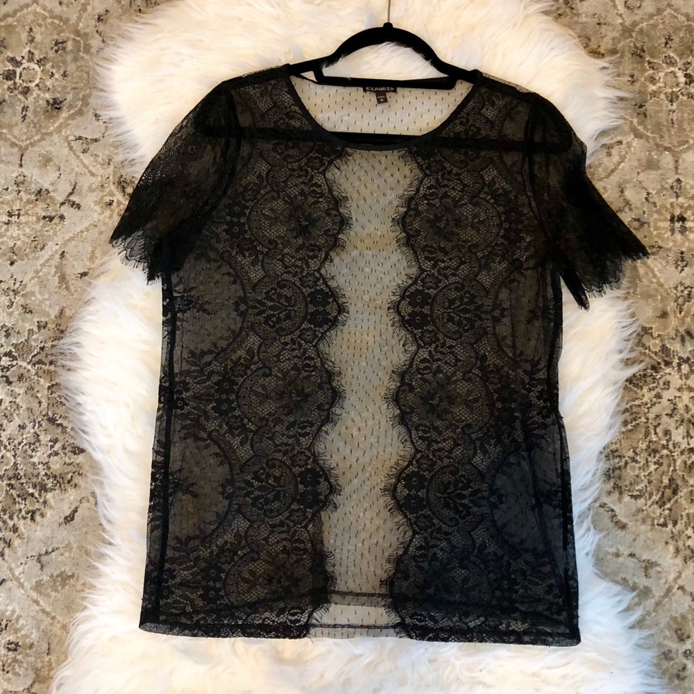 Express M Lace Sheer Top